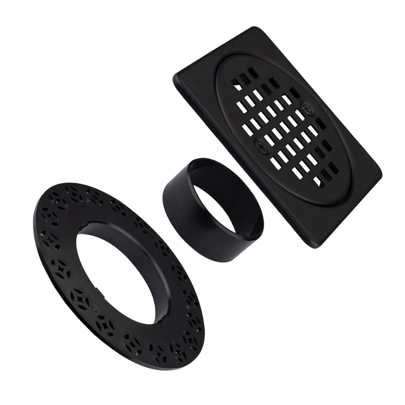 4 Inch Drain Grate Kit Fit for Drain Flange Drain CUPC Certification | Square Shower Floor Drain Matte Black 4 Inch