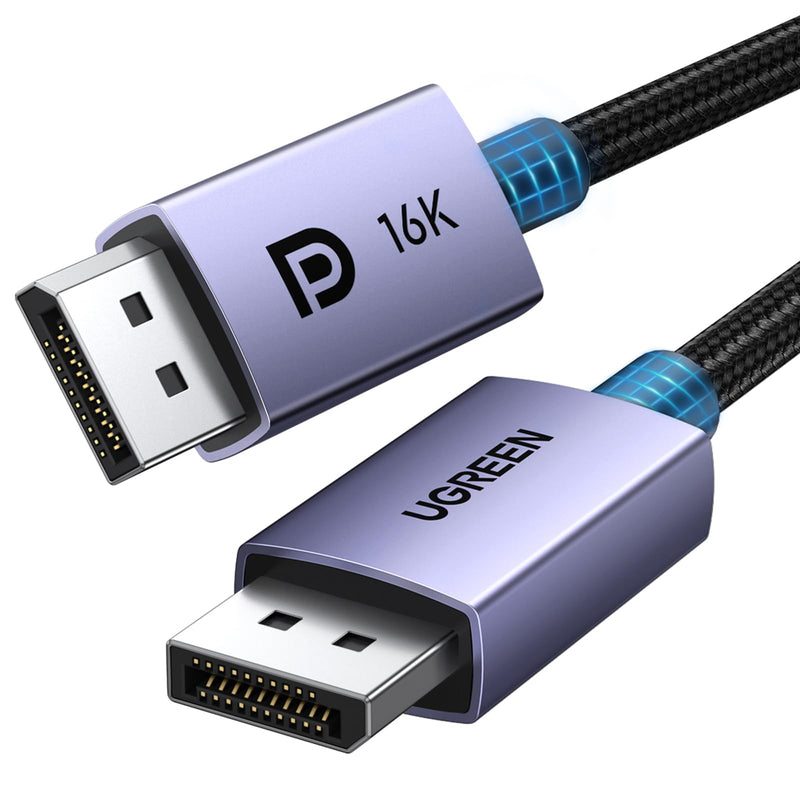 UGREEN 16K 10FT DisplayPort Cable 2.1 DP 2.1 54Gbps Support 8K@240Hz 1080P@540Hz HDR, HDCP, DSC 1.2a, Braided Display Port Cable Cord Compatible FreeSync G-Sync Video Card Monitor