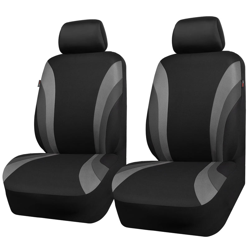 CAR PASS Line Rider Sporty Front Seat Covers,Gray Car Seat Covers Two Front Seats Only, Airbag Compatible,Universal Fit Sedans,Cars,Vans,SUV,Truck(Black and Gray) Black and Gray Two Front Seat