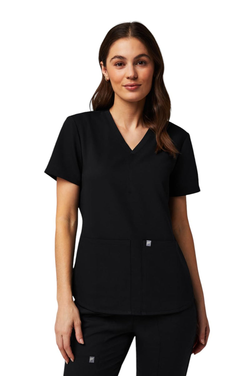 Fabletics Women's Method 2-Pocket Scrub Top - MotionTech, 4-Way Stretch, Wrinkle-Resist, Anti-Shrink Large Black