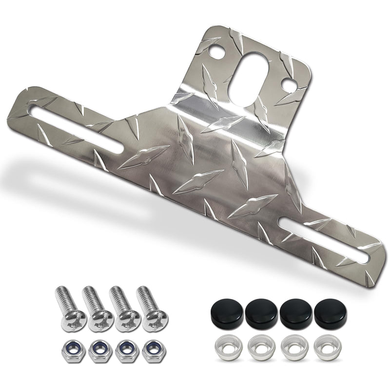 Trailer License Plate Bracket Frame- Aluminum Heavy-Duty Bracket Holder for Trucks, Trailers, RVs, Boats, 1 Pack Universal License Plates with Mounting Screws, Caps