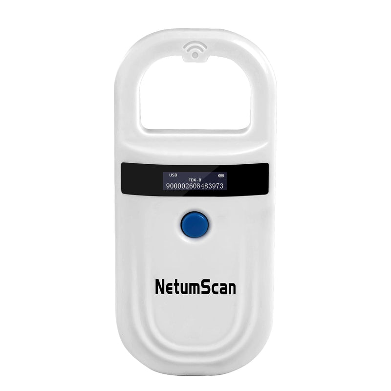 NetumScan Bluetooth Pet Microchip Reader, RFID EMID Handheld Pet Chip ID Scanner Rechargeable Data Storage Animal Tag Scanner with Stable OLED Display for ISO 11784/11785,FDX-B 180-USB