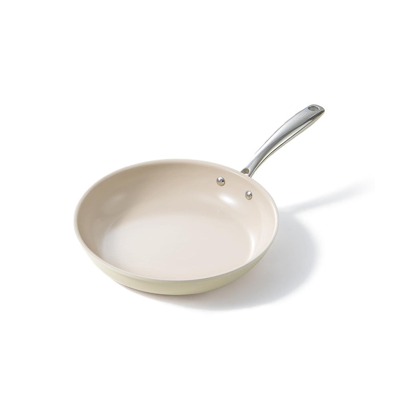 Redchef Ceramic Non Stick Egg Pans, Nonstick Frying Pan Skillet, 8 inch Cooking Pan Non Toxic with Stay Cool Handle for Induction, PTFE & PFAS & PFOA Free, Dishwasher/Oven Safe (Beige White) Beige White