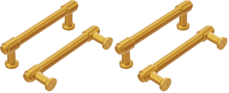 Hickory Hardware Kitchen Cabinet Handles, Drawer Pull for Doors & Dresser Drawers, Hardware for Bathroom, 3-3/4 Inch (96mm) Hole Center, Brushed Golden Brass, Piper Collection (Pack of 2) 3-3/4 inch (96 mm) Center to Center (Pack of 2)