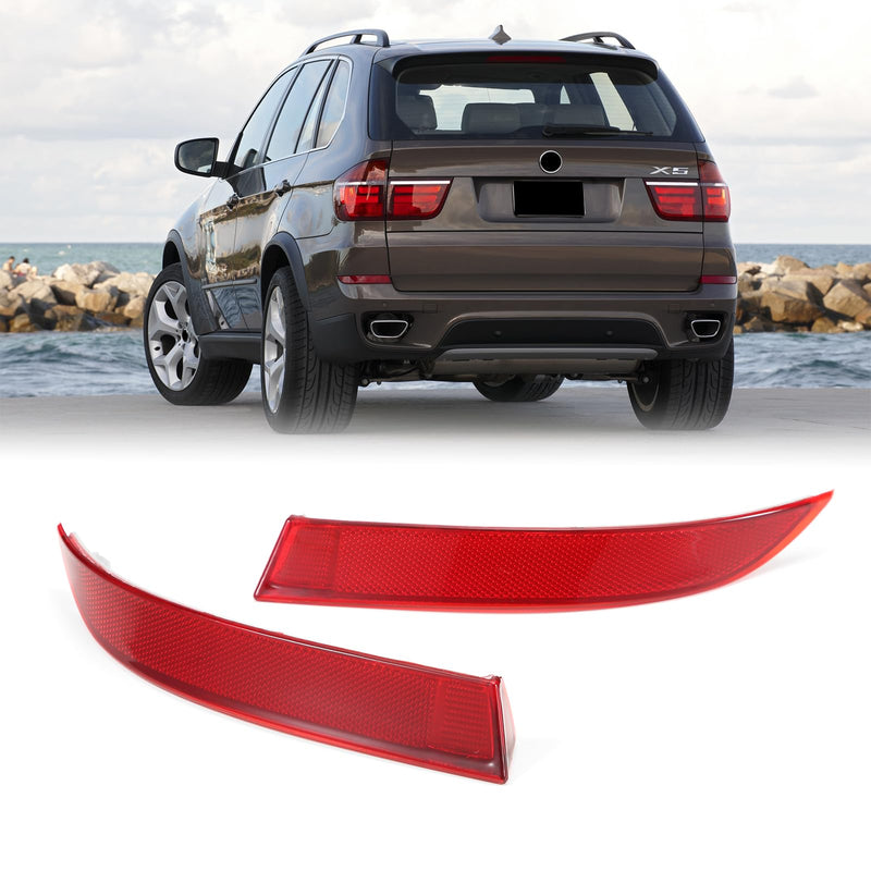 2Pcs Rear Bumper Reflector 63147240997 + 63147240998 Left Right Red Trim Compatible with BMW X5 E70 2009-2013 Left+Right