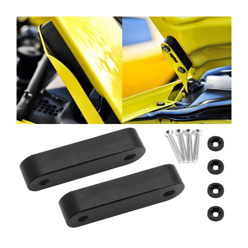 zipelo Car Hood Spacer Riser Kit, Aluminum Alloy Front Hood Vent Spacer Modification Kit, Car Hood Vent Spacer Riser Bolts Washers, Car Replacement Accessories Compatible with Most Cars (Black) Black