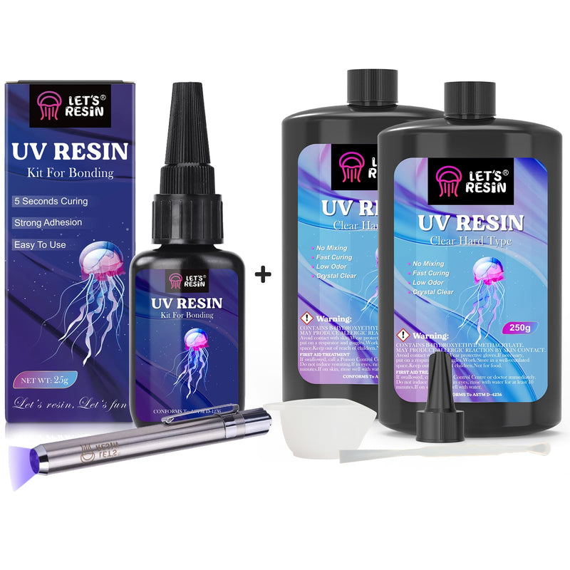 Bundle Set of UV Resin Kit with UV Flashlight and Upgraded 500g Crystal Clear UV Resin