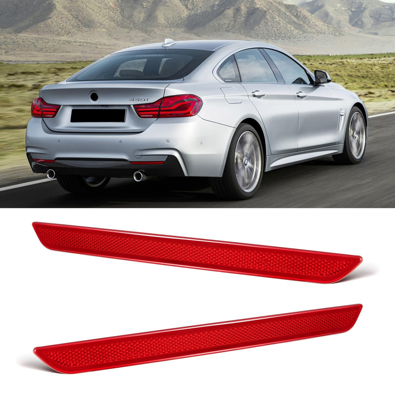 2Pcs Rear Bumper Reflector 63147847233 + 63147847234 Left Right Red Trim Compatible with BMW 428i 428ix 430i 430ix 435i 435ix 440i 440ix F32 F33 F36 2012-2019 Left+Right