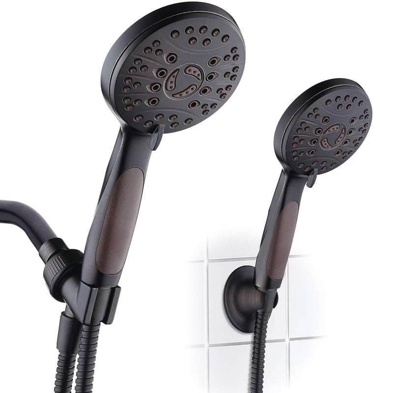 for California - High Pressure 6-setting Luxury Handheld Shower Head, 6 Ft Stainless Steel Hose, Anti Clog Jets, Anti Slip Grip, Top US Brand, Extra Wall Bracket - Brushed Nickel Finish 1.8 Gallons Per Minute Oil Rubbed Bronze