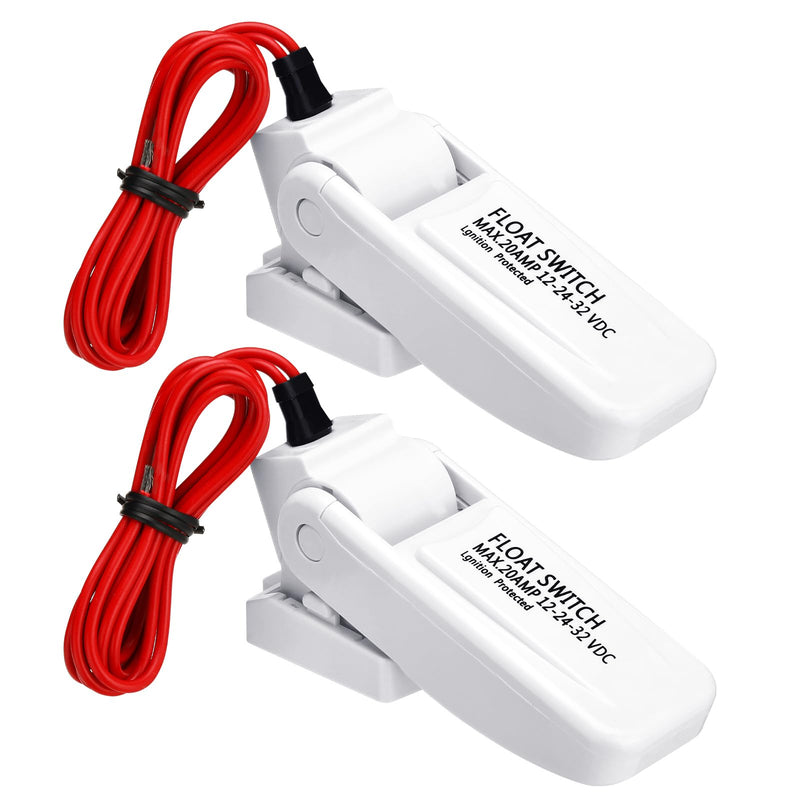 Landhoow Automatic Boat Bilge Pump Float Switch, 12v 24v 32v Bilge Float Switch Moisture Tight Seals for Automatic Electric Water Pump Accessories Ignition Protected 2 White