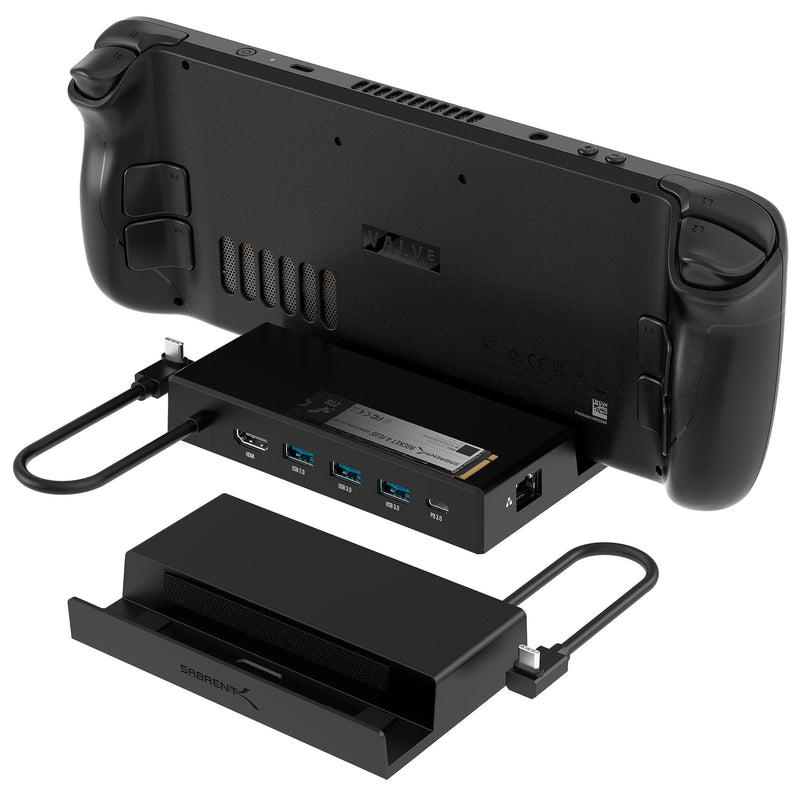 SABRENT Docking Station Compatible with Steam Deck, 7-in-1 Dock with M.2 SSD Slot, HDMI 2.0 4K@60Hz, Gigabit Ethernet, Dual USB-A 3.2 and Single USB 2.0 Ports with 90W USB-C Charging Port Dock with M.2 Slot