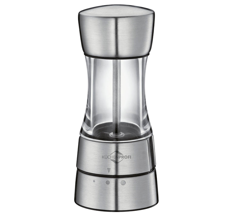 Küchenprofi Acrylic Salt Mill Grinder Set - 2.5" x 5.5"H, Stainless Steel & Acrylic - Pepper Mill with Adjustable Ceramic Grind - Multipurpose Stainless Steel Kitchen Tool