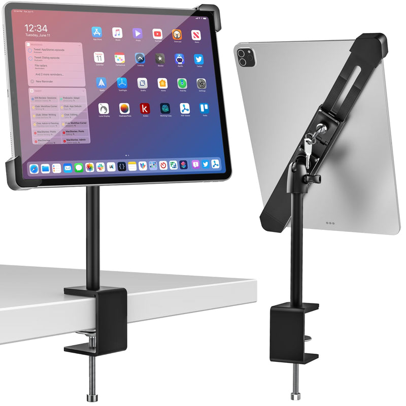 woleyi Anti Theft Desktop Tablet Kiosk Stand for 9-14" Tablet - 360° Swivel Tablets POS Stand Display Holder with Dual Security Lock and Key, Compatible iPad Pro 13/Air, Surface Pro/Go, Galaxy Tabs