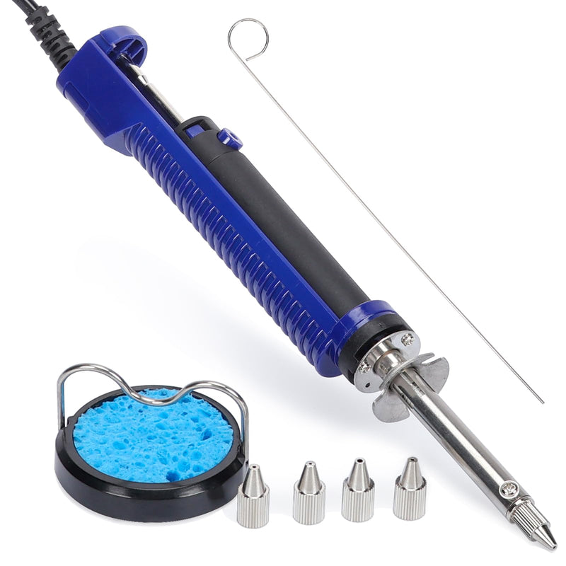 WEP 929D-V 2 IN 1 Desoldering Iron Electric Solder Sucker with 5 Nozzles 0.8/1.0/1.2/1.5mm Soldering Tool Kit with Built-in Desoldering Pump, Iron Stand, Sponge, Cleaning Pin Solder Remover