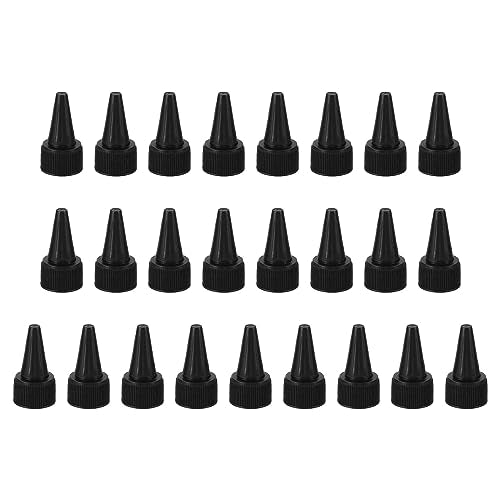 Patikil Twist Bottle Caps, 25Pcs - 20/410 Squeeze Bottle Caps for Glue & Paint Dispensing, Black 20mm