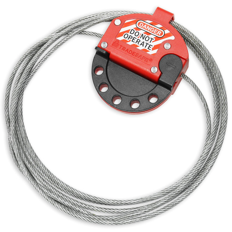 TRADESAFE Lockout Tagout Adjustable Cable Lock - 10 ft Steel Cable Lock | Uv-resistant Pvc-coated Steel Cable, Non-conductive Nylon Body, Secures With Up To 5 Loto Padlocks
