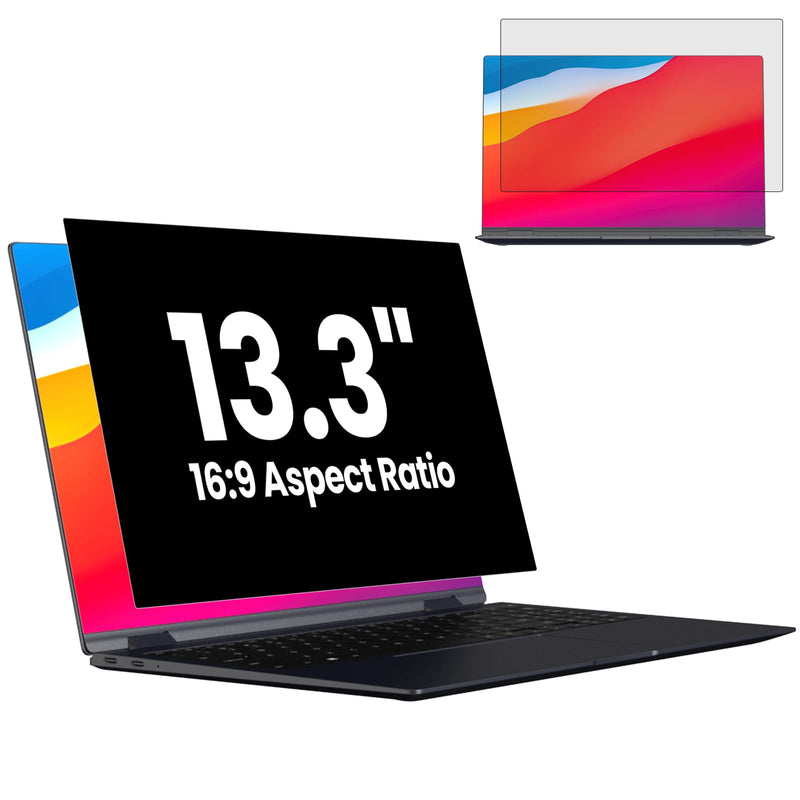 HD Laptop Privacy Screen 13.3 inch, Upgraded Laptop Privacy Screen for 16:9 Widescreen Removable Anti Glare Screen Cover and Blue Light UV-Blocking Filter 13.3inch 16:9 1pack