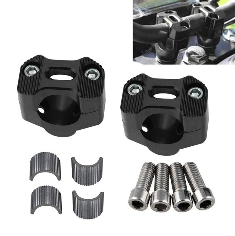 Universal Motorcycle 7/8" 1 1/8" 22MM 28MM CNC Aluminum Handlebar Handle Risers Adjustable Fat Bar Adapter Mount Clamps Universal For EXC KLX KXF YZF CRF XR SX SXF XCW WR YZ Dirt Pit Bike (Black) Black