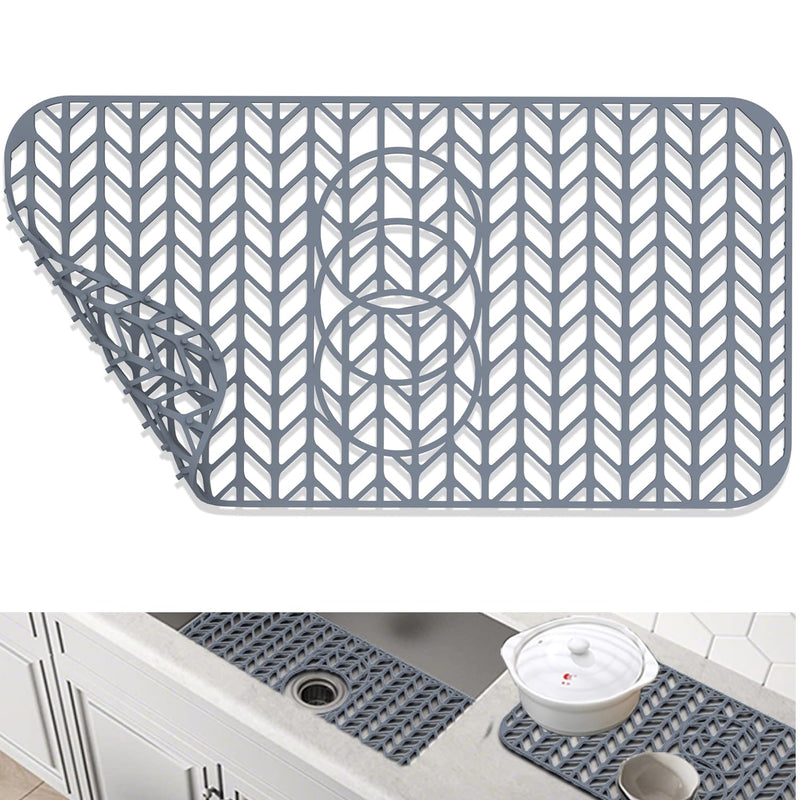 GUUKIN Sink Protectors for Kitchen Sink 19x13 & 24x12.5 & 13x11 & 26x14 & 28x14 & 29x15, Large Silicone Mats Grid for Bottom of Farmhouse Stainless Steel (24x12.5 with 3 Reserved Holes) 24"x 12.5" 3 Reserved Holes