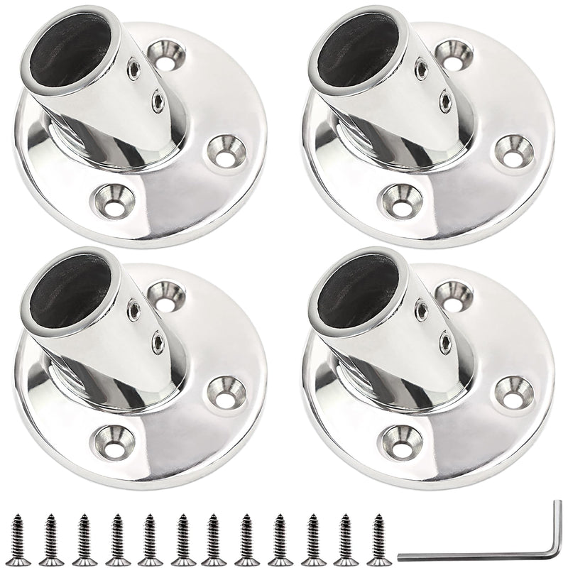 SHENGHUISS Boat Hand Rail Fitting Heavy Duty 316SS Marine Round Base with L Shape Hex Key and Screws 60° 7/8 inch 4 pack