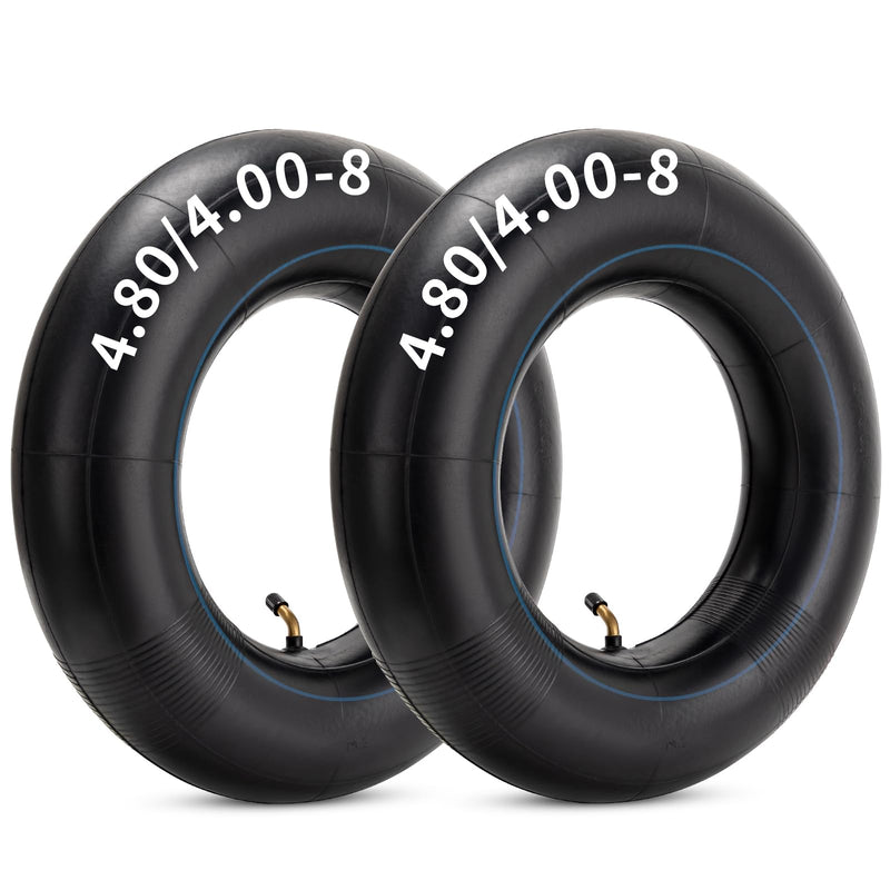 Heavy Duty 4.80-8/4.00-8 Inch Replacement Tire Inner Tube, 4.80/4.00-8 Innertube with TR87 Angled Valve for Wheelbarrows, Mowers, wagons and More for 4.80-8 4.00-8 480/400-8 Tires Pack of 2