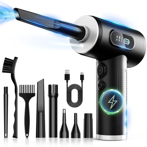 FRESMOL Compressed Air Duster, Rechargeable Cordless Electric Air Blower Black