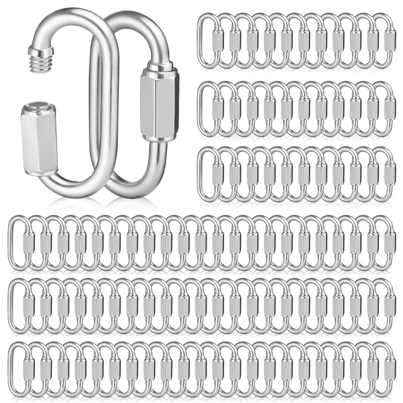 Zonon 100 Pcs Quick Chain Link Heavy Duty Quick D Shape Link Galvanized Chain Connector Link for Safety Chains Hammock Gym Outdoor Traveling Equipment M3.5 Style