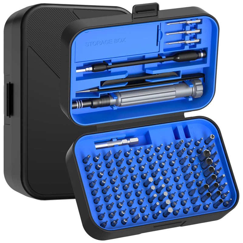 Precision Screwdriver Set, SOONAN 150 in 1 Electronics Tool Kit with 120 Bits Magnetic Screwdriver Set & 30-Bit Magnetic Set Handy Repair Tool for Computer Phone Watch Camera Laptop, Blue 150 in 1, Blue
