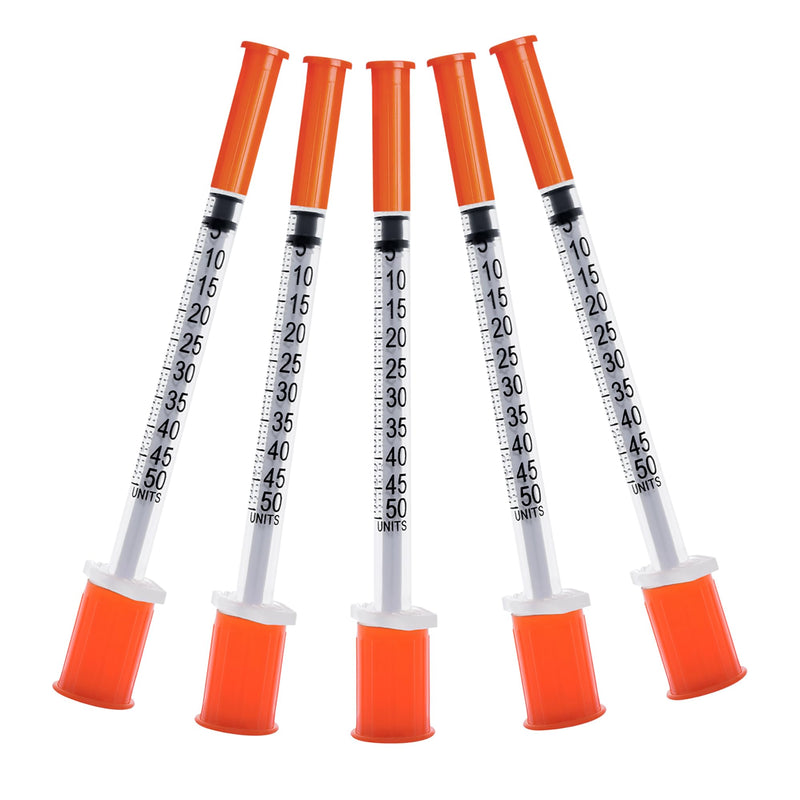 31G 0.5cc 1/4 Inch (6mm) Syringe with Needle, Individually Wrapped, Pack of 100 0.5ml-31G-1/4mm