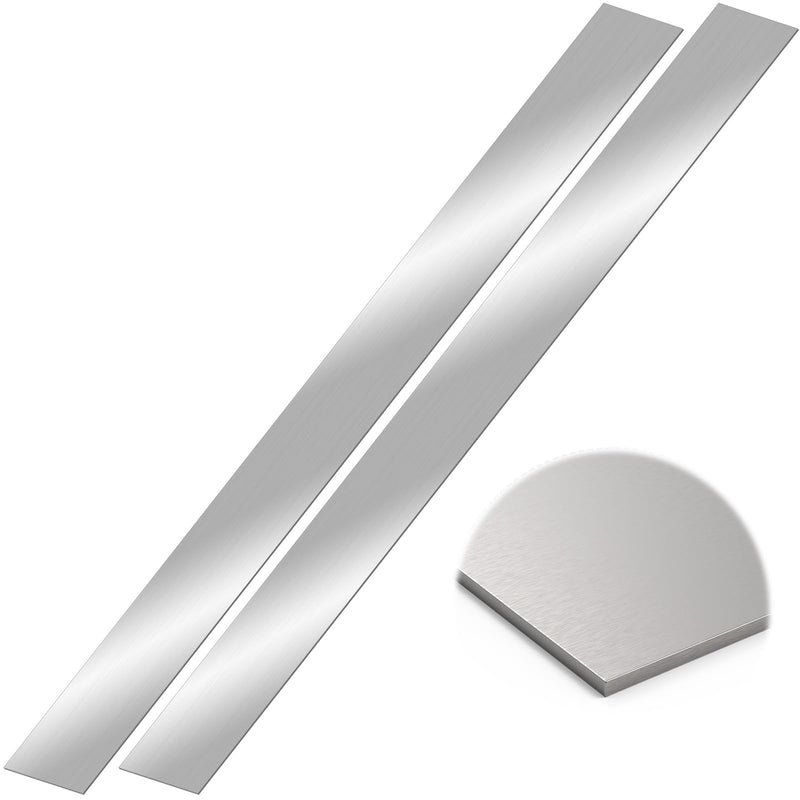2 Pcs 304 Stainless Steel Sheet Metal Gap Filler Trim Strip (30"x 1.5"x 0.04" Thickness)，Brushed Metal Finishing Sheet for Home Kitchen Tools 2 PCS (1.5 x 30 Inch)