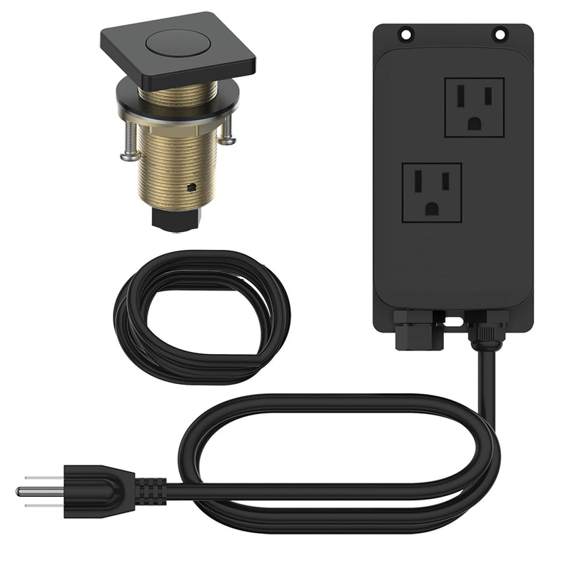 Square Brass Garbage Disposal Air Switch, Sink Top Push Button, Wet Hand Safe,Matt Black Matte Black