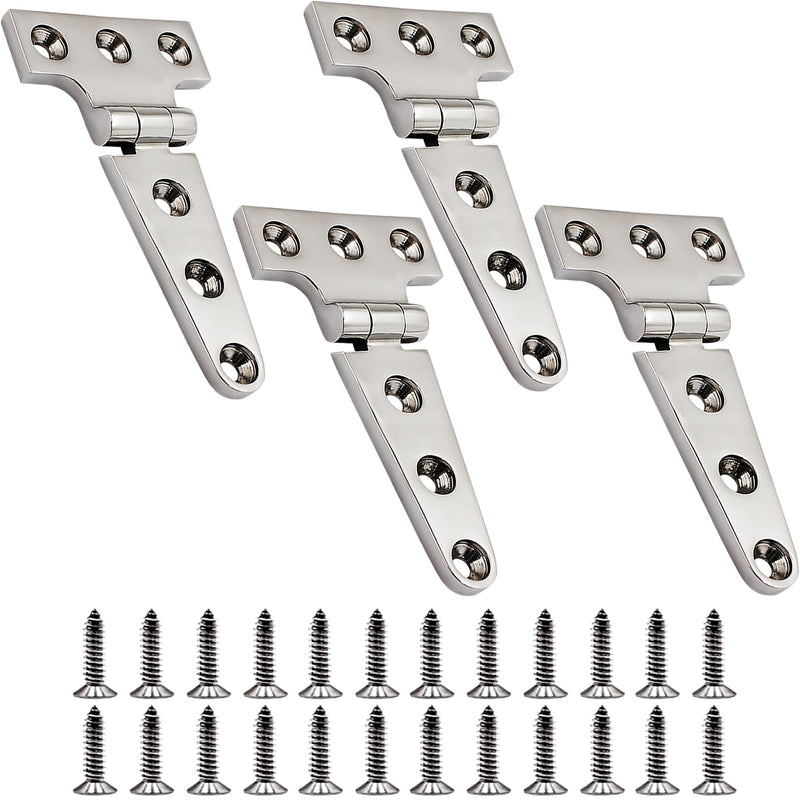 316 Stainless Steel T Hinges Marine Grade 4'' x 2" Heavy Duty Boat Hatch Hinge (100 mm X 54 mm) 4 Pack Casting Cabinet Hardware Door Hinge with Screws 4'' x 2" 4 Pack