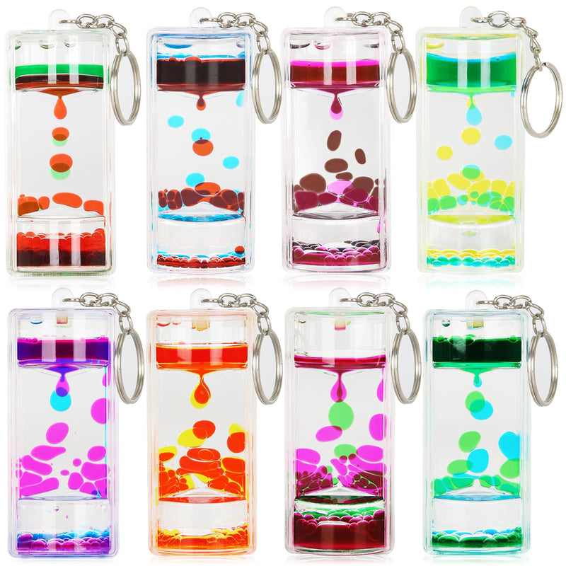 Dynamic Liquid Timers Key Chain Set, Colorful Motion Bubbler Timekeeper Key Chain, Liquid Hourglass Keychains 8 Colors