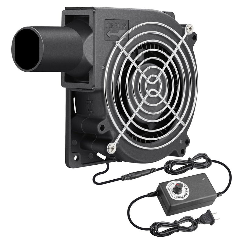 Wathai 120mm x 32mm Small Blower Fan 12V with AC 110V 120V Variable Speed | Dual Ball variable speed blower squirrel cage fan blower for waste oil burner BBQ Smoker DIY Cooling Projects 12032 110V-240V