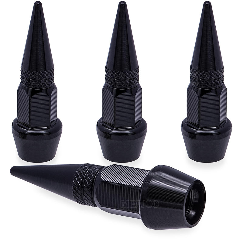 4PCS Spiked Style Tire Valve Stem Caps, Universal Aluminium Alloy Dustproof Tire Valve Stem Covers for Cars, SUV, Trucks, Bikes, Motorcycles, Bicycles(Black) 4 pcs 45MM - Black