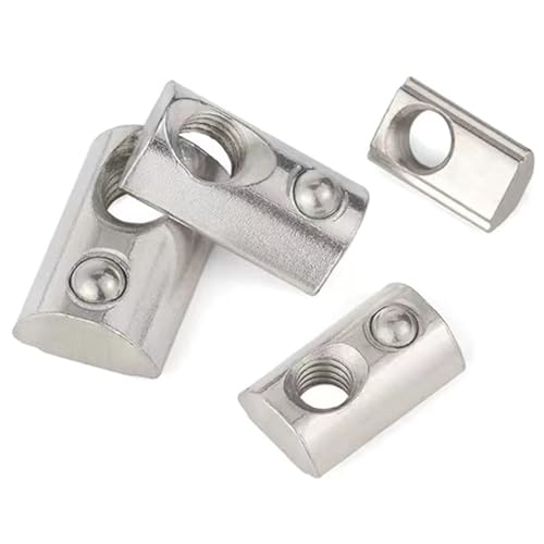 3030 Series M8 T Slot Half Round Nuts Roll-in Spring Ball Loaded Elastic Nuts Carbon Steel for European Standard 3030 Series Aluminum Extrusion Profile Rail with 8mm Slot for 3D Printer(M8,30 Pcs) 30-M8(30 Pcs）
