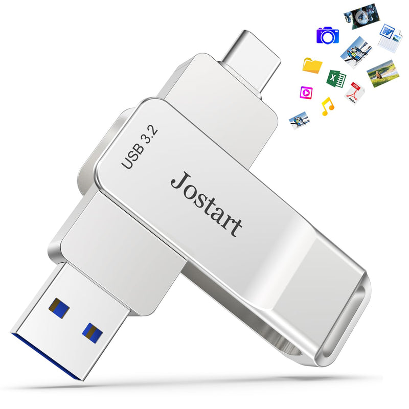USB C Flash Drive128GB, High Speed USB 3.2 Memory Stick, 500MB/s USB C Thumb Drive Photo Stick for iPhone 15 Series/PS4/USB C iPad/OTG Android/Windows/Mac OS/iOS/Linux 128GB