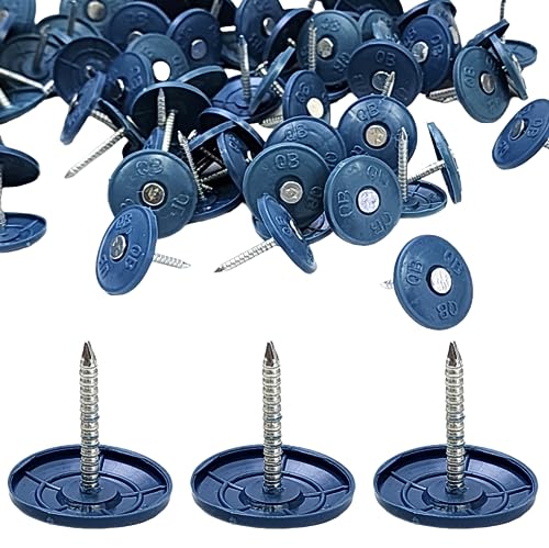 (100 Pack) Round Plastic Cap Nail 1 Inch Roofing Nails Galvanized Tar Paper Nails for House Wrap Fastening Foam Board Roofing Felt Insulation Film (100)