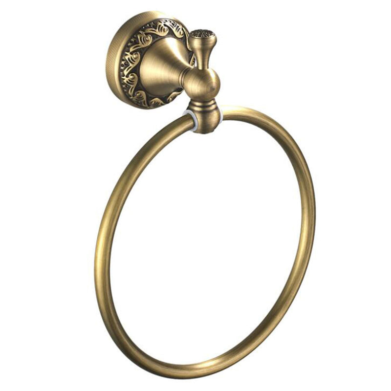 Towel Ring Antique Brass Hanger Hand Towel Holder for Bathroom Kitchen Accessories Wall Mounted,Pattern Carving Design
