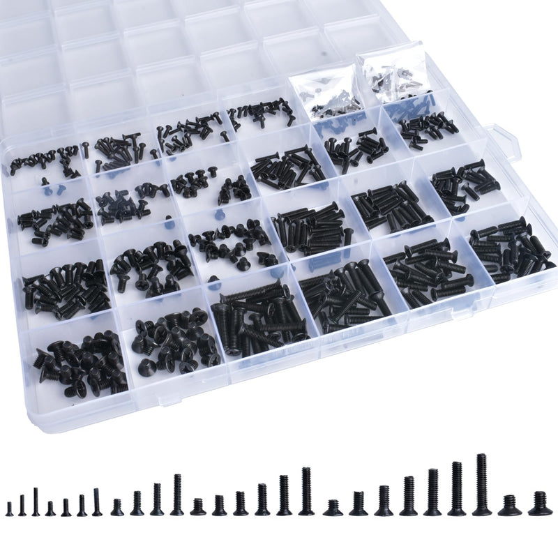 520 Pcs 26 Sizes Laptop Notebook Computer Replacement Screws Kit M1.4 M1.7 M2 M2.5 M3 M3.5, Small Tiny Screws Electronic Repair Accessory for IBM HP Dell Gateway Sony Samsung Hard Disk SSD SATA Flat Head/520pcs