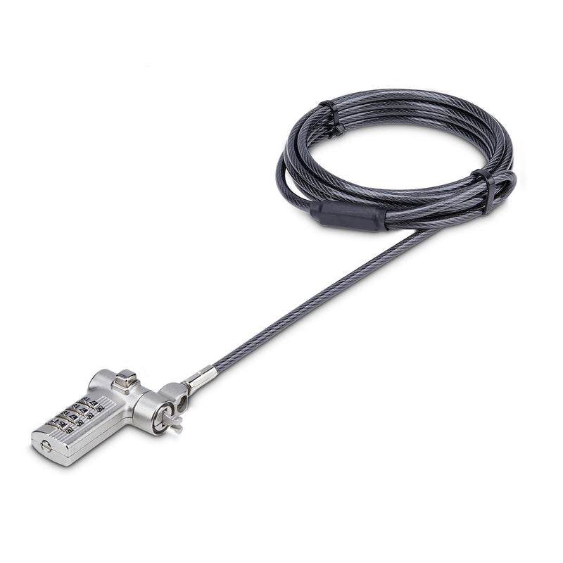 StarTech Universal Laptop Lock, 6.6ft, TAA, Cut-Resistant Cable (2m) | Security Cable For Notebooks Compatible With Noble Wedge/Nano/K-Slot, Keyless Combination Locking Cable Resettable Combination Single Pack Adjustable