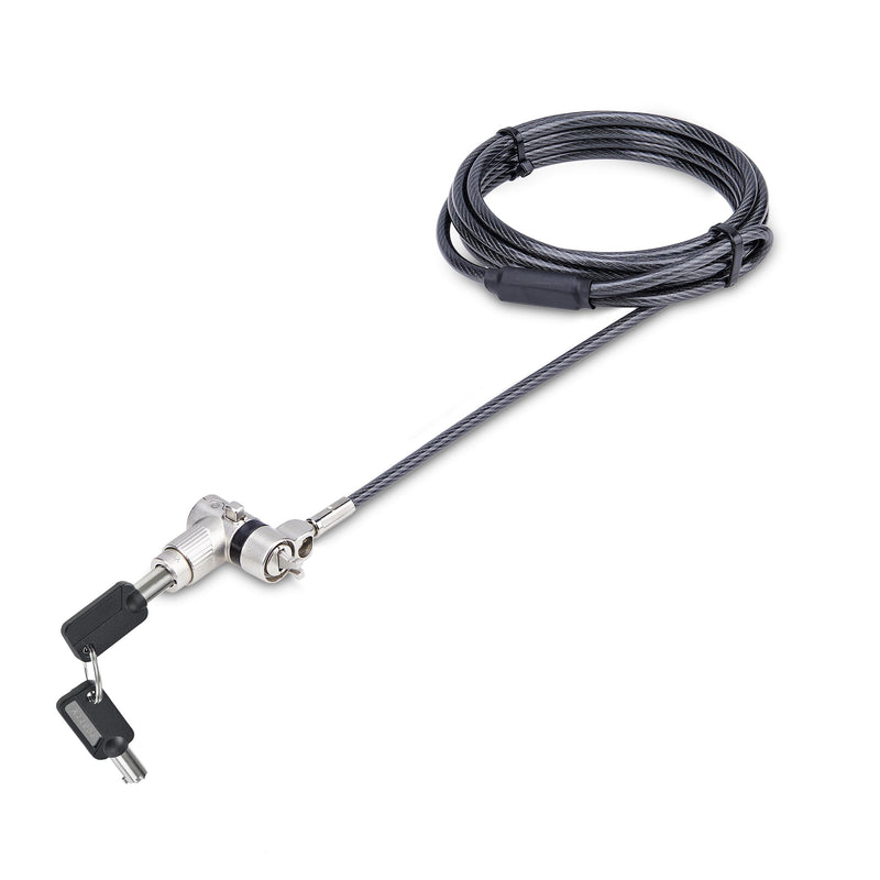 StarTech Universal Laptop Lock, 6.6ft, TAA, Keyed Locking Cable (2m) | Security Cable For Notebooks Compatible With Noble Wedge/Nano/K-Slot, Cut-Resistant Carbon Steel Cable Unique Keyed Single Pack Adjustable