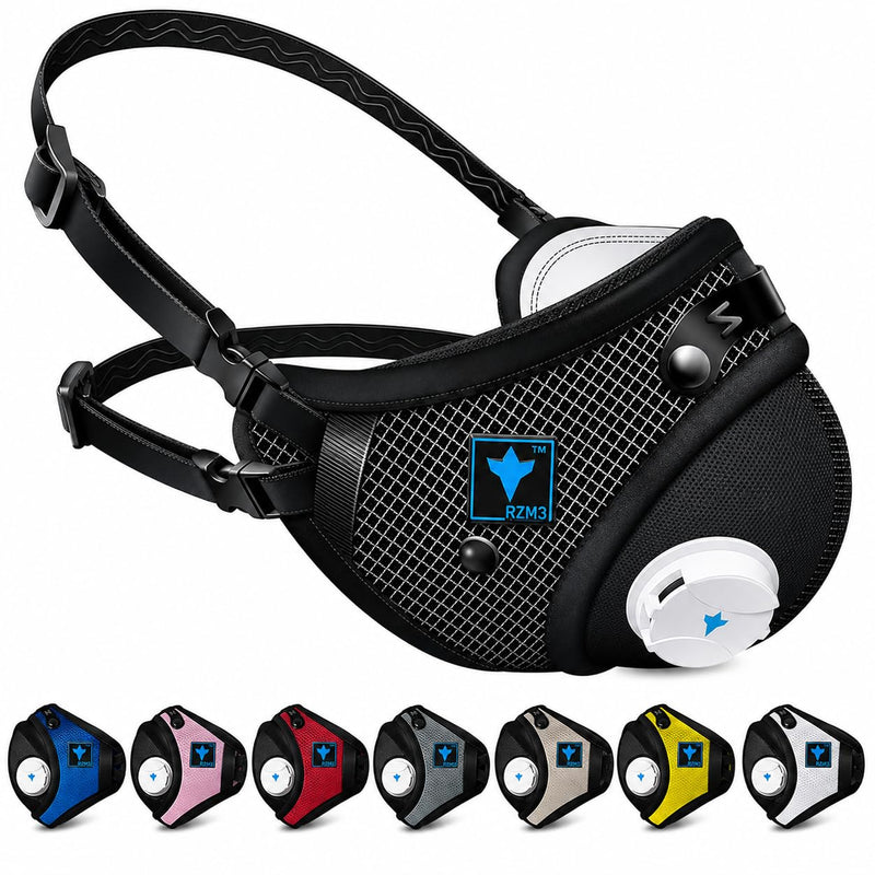 RZ Mask RZM3 - Patented Dust Mask w/ 99.9% Carbon Filtration, Anti Fogging, 360° Seal with 3 Straps, 50% Better Breathability Black Medium-Large