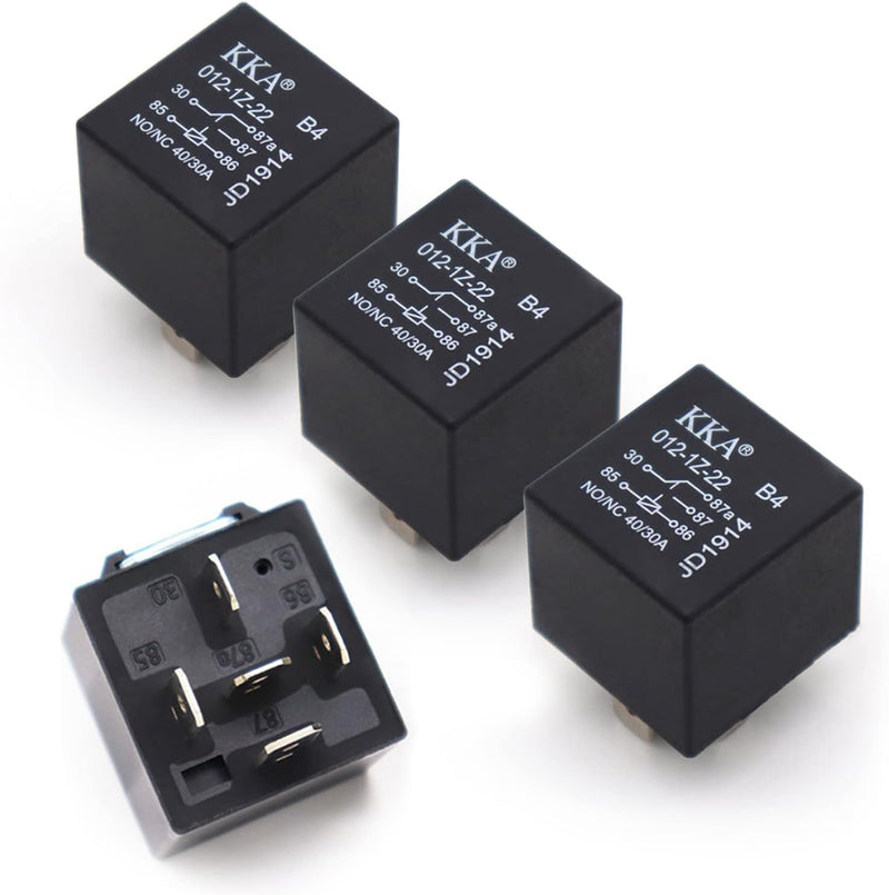gunhunt 4 PCS 40A Automotive Relays, Car Relay Switch, 5 Pin Relay, 12V Waterproof Car Relays, Trim System Components, Replacement for Car Boat Outboard Motor (Black)