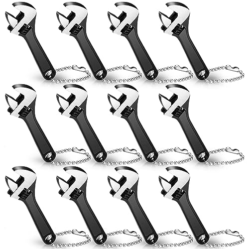 Chumia 12 Pieces Mini Adjustable Wrench Set, Small Chain Wrench, Micro Wrenches, Black Pocket Hand Spanner, Toy Wrenches, Knurl Wide Jaw Repair Maintenance Automotive Tool (2.5 Inch) 2.5 Inch
