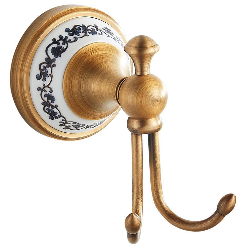 Antique Bronze Brass Bath Towel Hooks, Wall Mounted Bathroom Hardware Accessories,Porcelain Design Robe Hooks