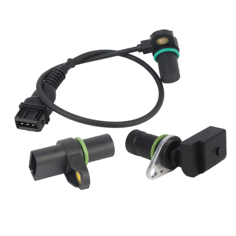 CKP CMP Camshaft Position Sensor Crankshaft Position Sensor for BMW M54 2.5L 3.0L 2002-2009 E90 E46 E60 E64 E63 E66 E83 E53 E85 X3 X5 Z3 Z4 323i 325i 328i - OE 12147518628 12147539165 12141709616 3pcs Camshaft*2+Crankshaft Position Sensor*1