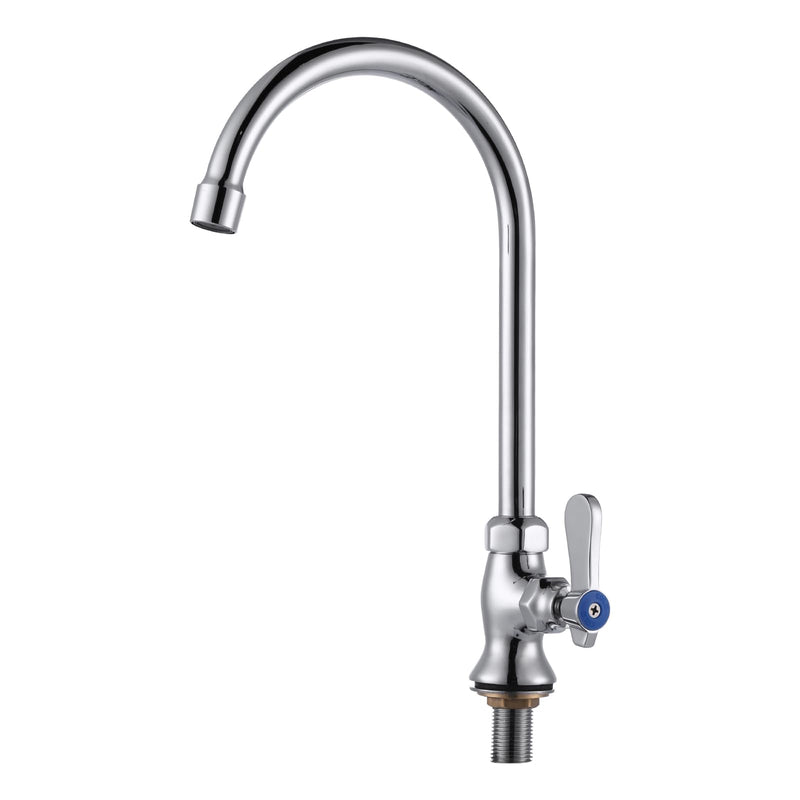 Single Hole Cold Water Faucet: Deck Mount Kitchen Cold Only - Brass Utility Outdoor Sink Faucet - for Commercial Bar RV Kitchen Farmhouse Laundry - Chrome 6.5" Swivel Spout