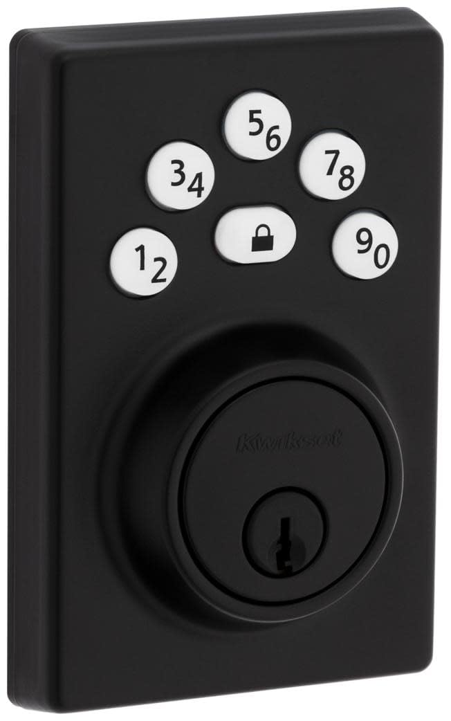 Kwikset 9240CNT-514 Contemporary Powerbolt Electronic SmartCode Deadbolt with RCAL Latch and RCS Strike Matte Black Finish No Size