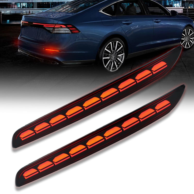 Smoked LED Rear Bumper Reflectors Fog Brake Tail Light Lamps Compatible with Honda Accord 2023-up EX LX/EX/sport Hybrid/EX-L Hybird/sport-L Hybrid/Touring Hybird (REFLECTOR SMOKED) REFLECTOR SMOKED